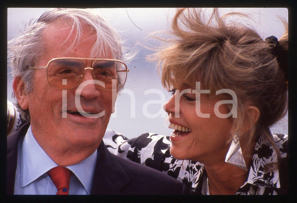 35mm vintage slide* 1989 FESTIVAL CANNES - Jane FONDA e Gregory PECK Ritratto 5
