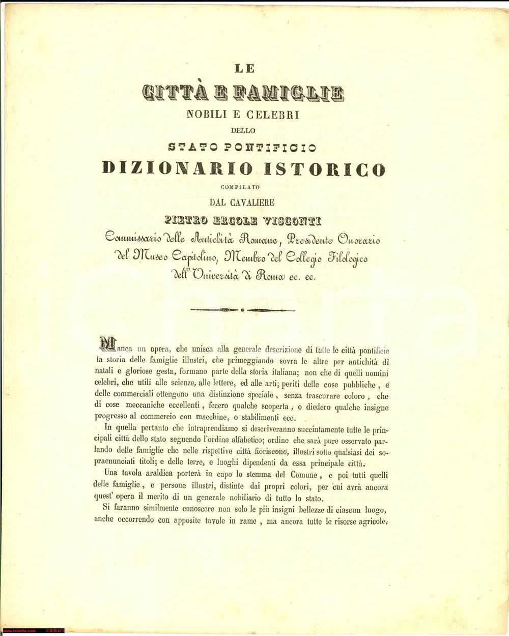 Materiale pubblicitario d’epoca 1842 FAMIGLIE STATO PONTIFICIO bando sottoscrizione 1