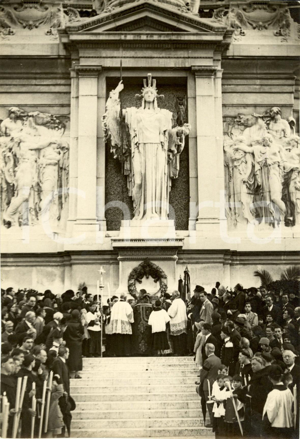 Fotografia d epoca originale 1930 ROMA Benedizione tomba del MILITE IGNOTO durante commemorazione dei defunti 1