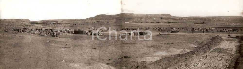 Fotografia d epoca originale 1936 TIGRAI ETIOPIA Accampamento militare sul pianoro Fotografia cm 47 x 14 1
