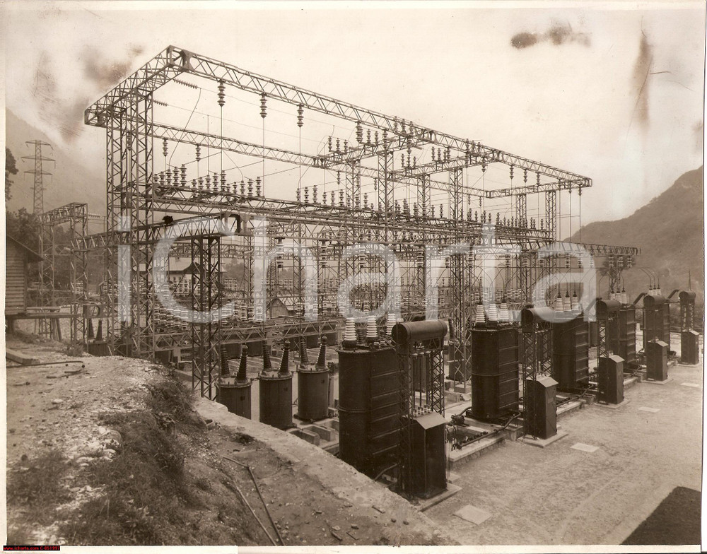 Fotografia d'epoca originale 1925 SONICO (BS) Centrale Idroelettrica - Sottostazione di trasformazione *Foto 1