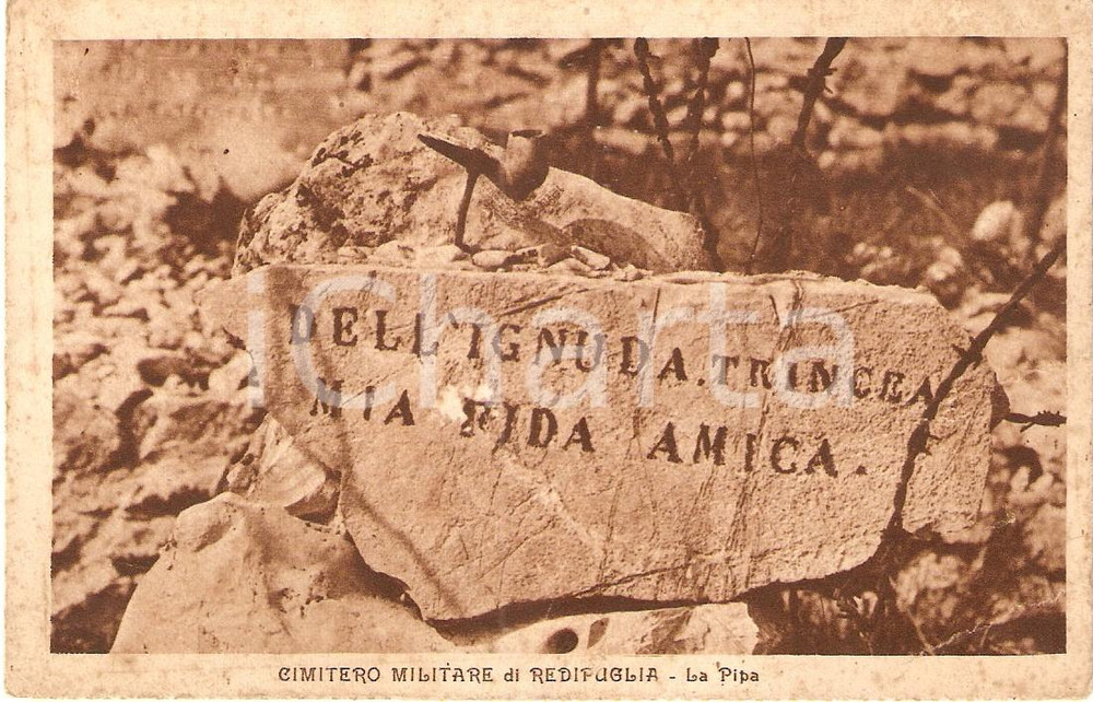 Cartolina originale da collezione 1930 ca FOGLIANO REDIPUGLIA (GO) Cimitero militare La pipa *Cartolina FP NV 1