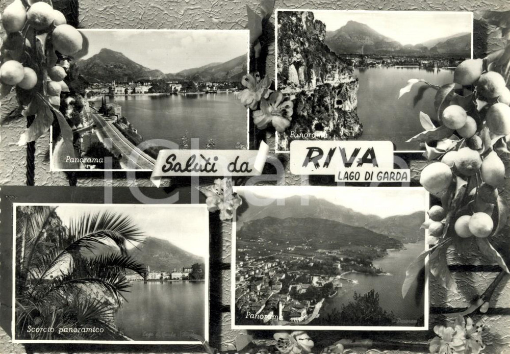 Cartolina originale da collezione 1957 RIVA DEL GARDA TN Vedutine del paese e del lago Cartolina postale FF VG 1