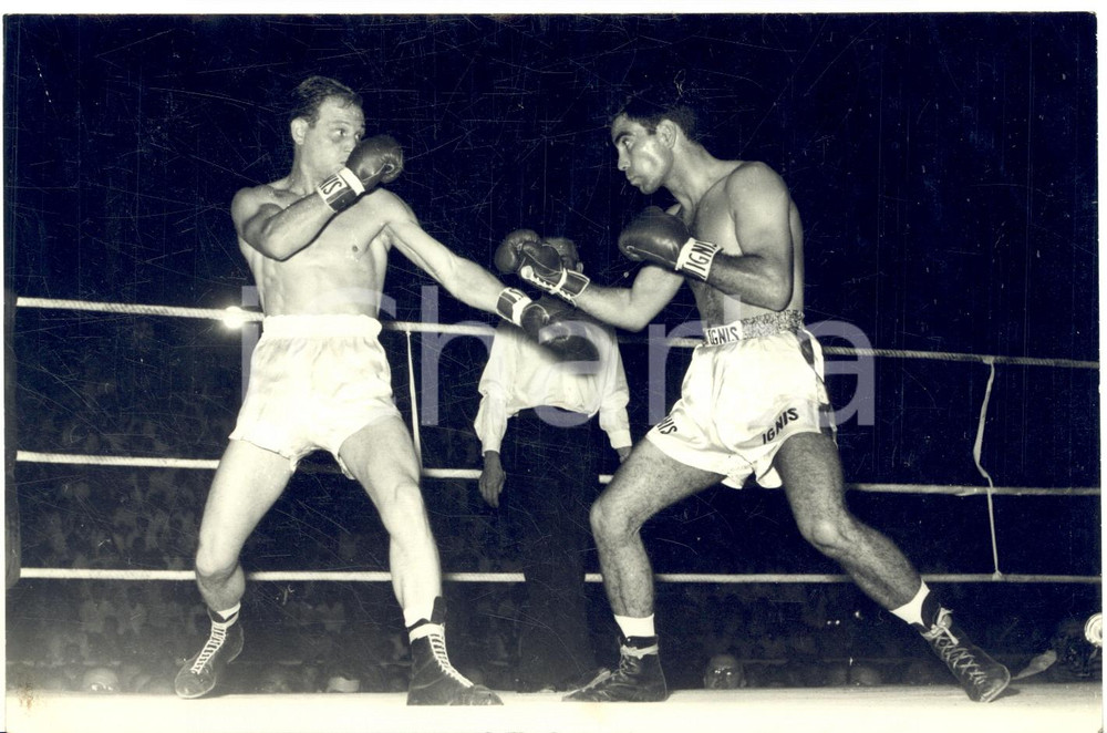 1959 SANREMO Europei PUGILATO - Sergio CAPRARI vs Gracieux LAMPERTI *Foto 18x12