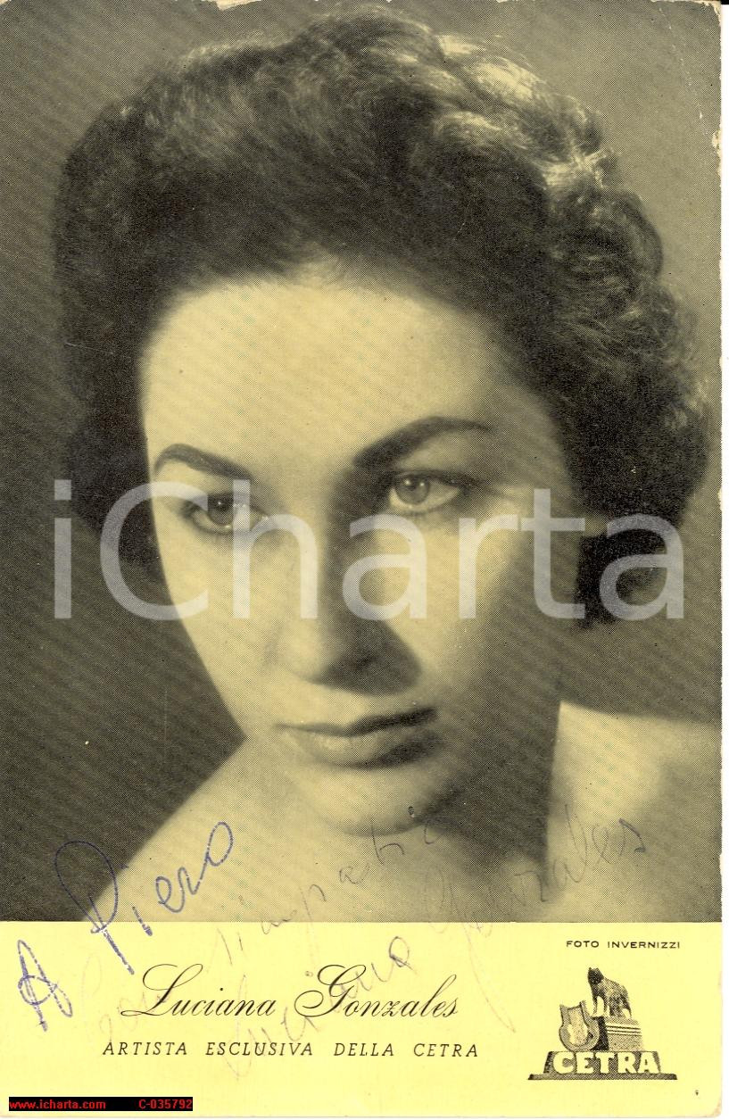 Autografo originale LUCIANA GONZALES anni  50  Autografo su fotocartoncino CETRA 1