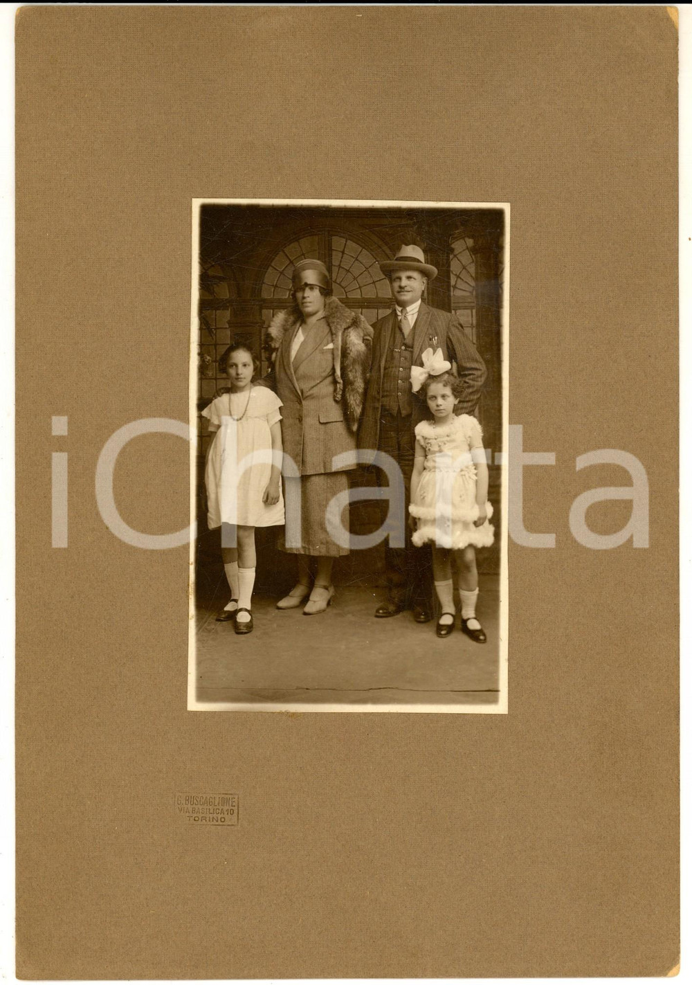 Fotografia d epoca originale 1927 TORINO Ritratto di Paolo SIPALA e famiglia  Foto G. BUSCAGLIONE con dedica 1