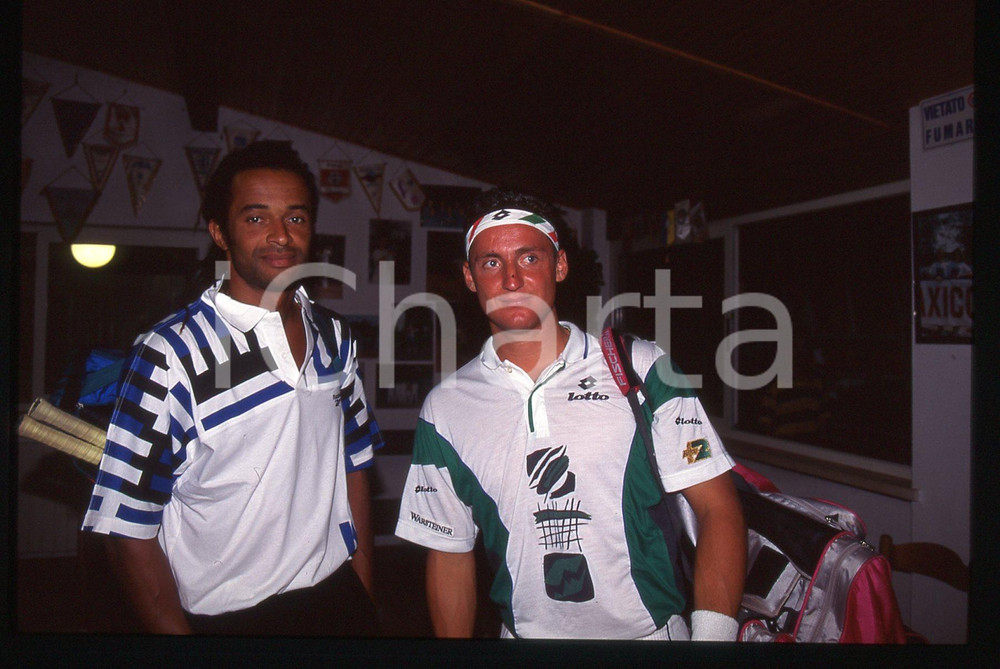 35mm vintage slide* 1990 ca TENNIS Toscana Yannick NOAH e Andrea GAUDENZI (3)