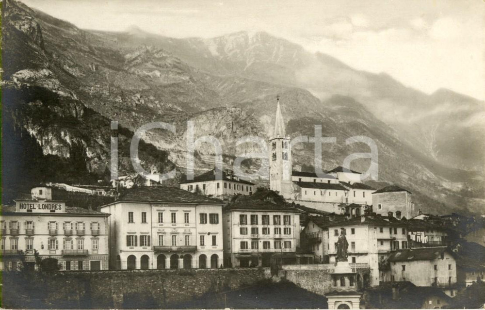 Cartolina originale da collezione 1940 ca CHATILLON (AO) Veduta paese e Hotel LONDRES *Cartolina postale FP NV 1