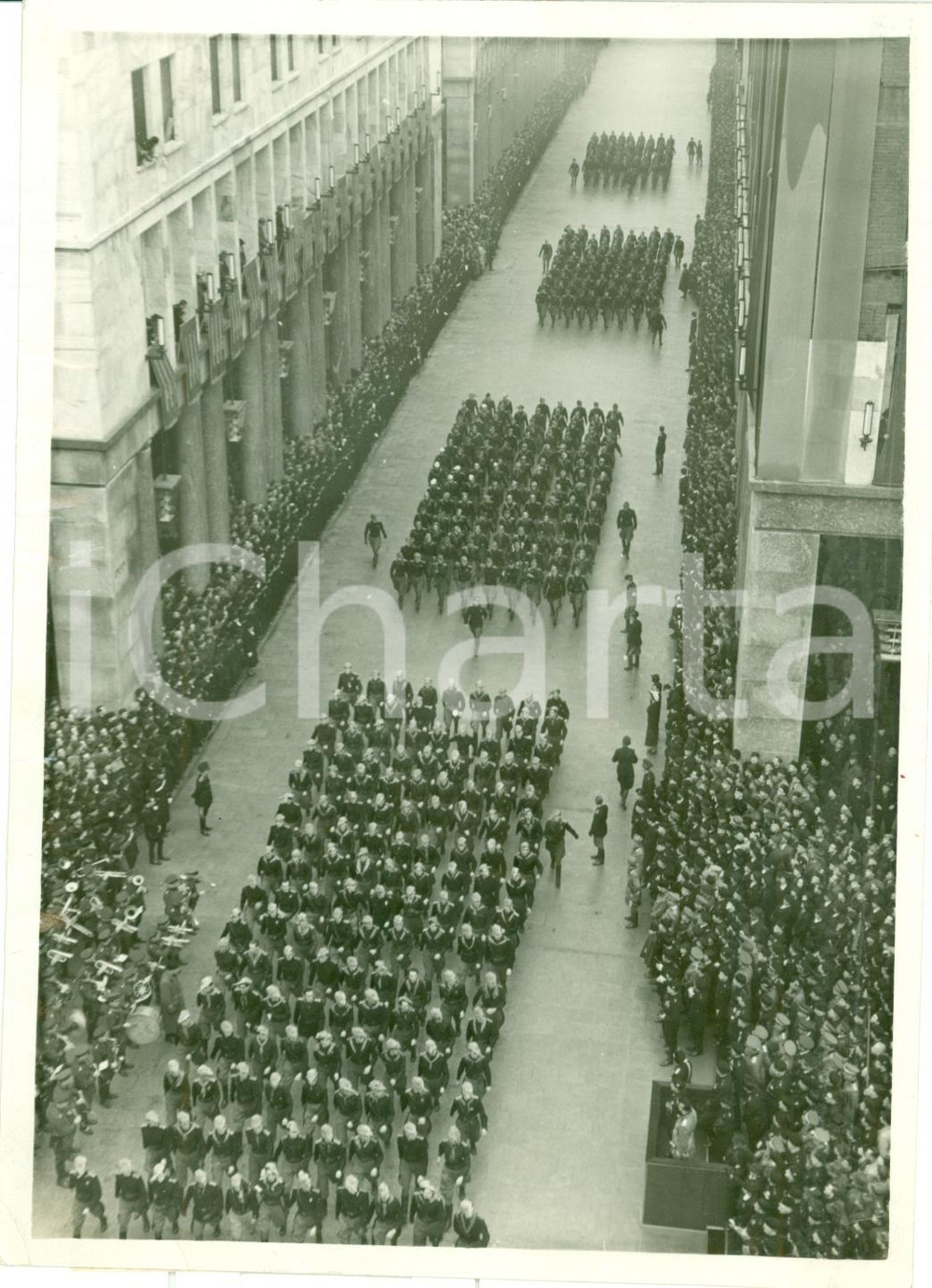 Fotografia d epoca originale 1937 TORINO Squadroni fascisti inaugurano nuova VIA ROMA Fotografia 1