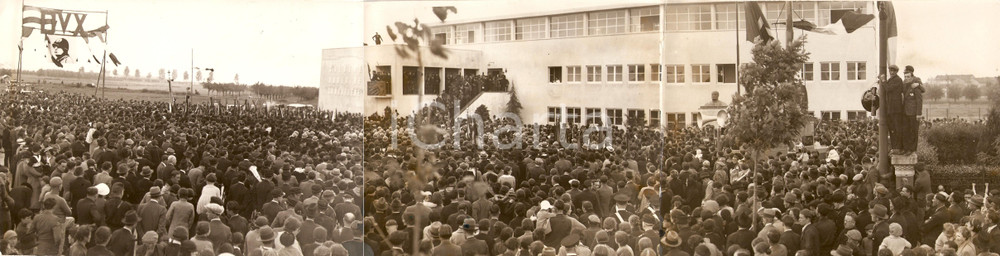 Fotografia d epoca originale 1936 BOLLATE MI Federale inaugura la nuova CASA DEL FASCIO Foto cm 62 x 16 1