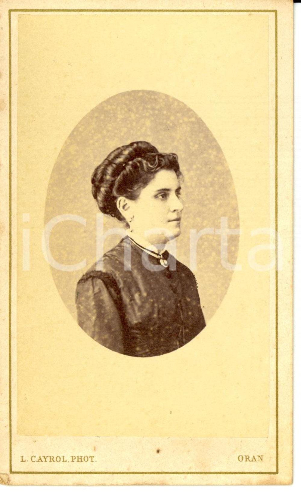 Fotografia d epoca originale 1870 ca ORAN ALGERIE Portrait d une femme Photo L. CAYROL 1
