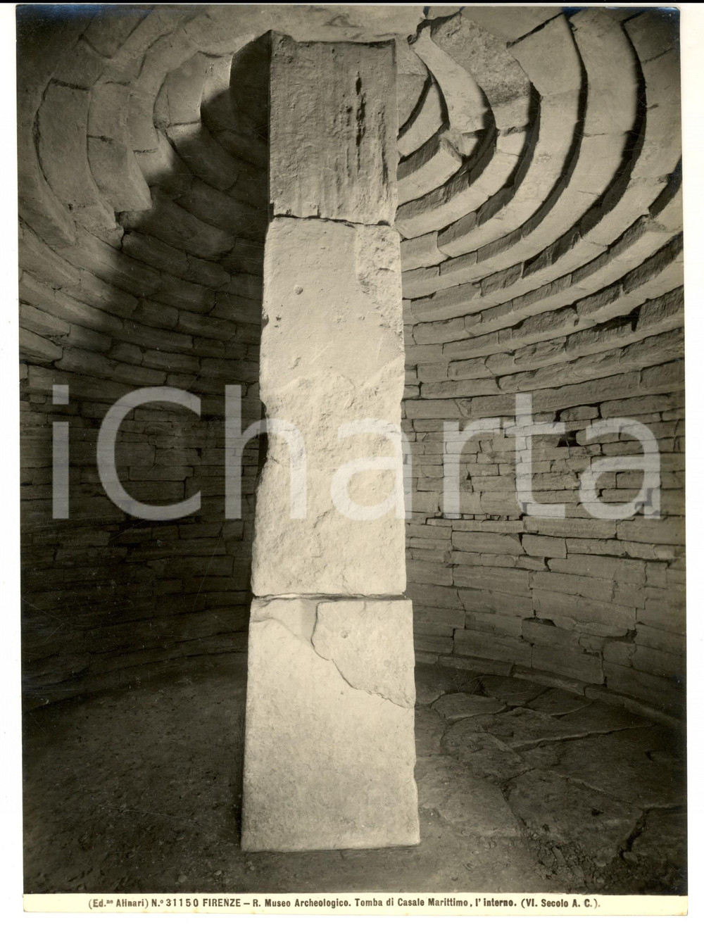 Fotografia d epoca originale 1930 ca FIRENZE Museo Archeologico  Tomba CASALE MARITTIMO Foto ALINARI 19x25 1