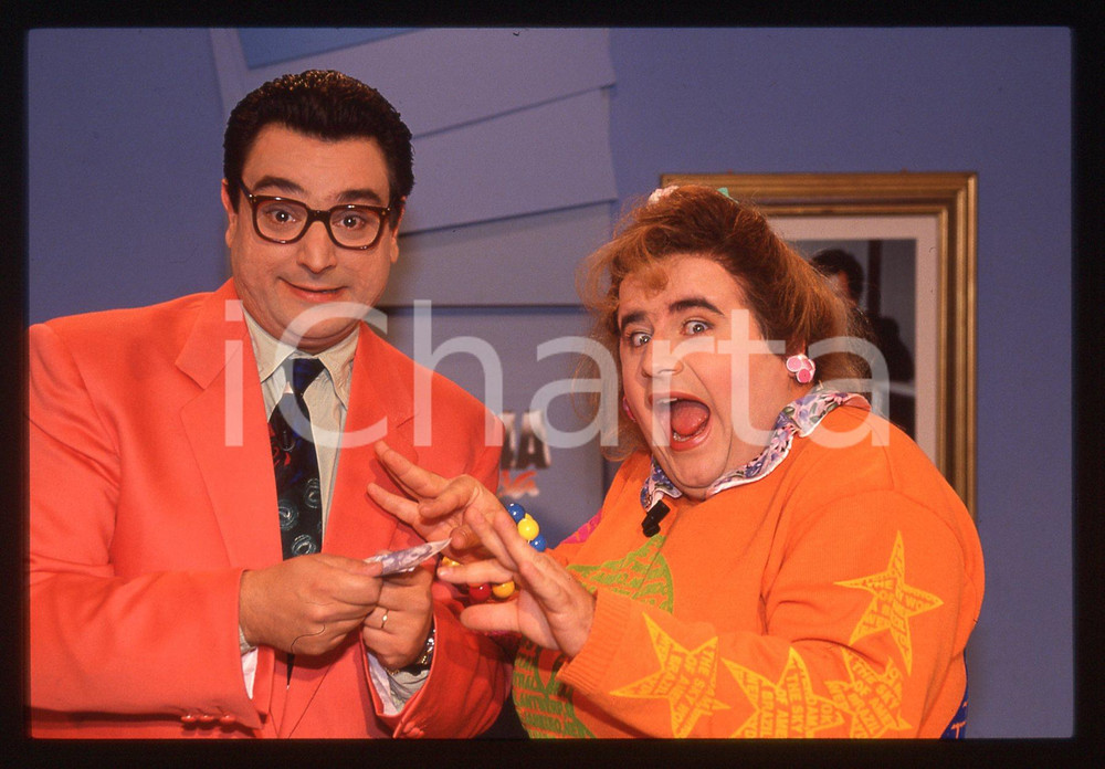 35mm vintage slide* 1992 STRISCIA LA NOTIZIA - Gianni FANTONI e Sergio VASTANO 9