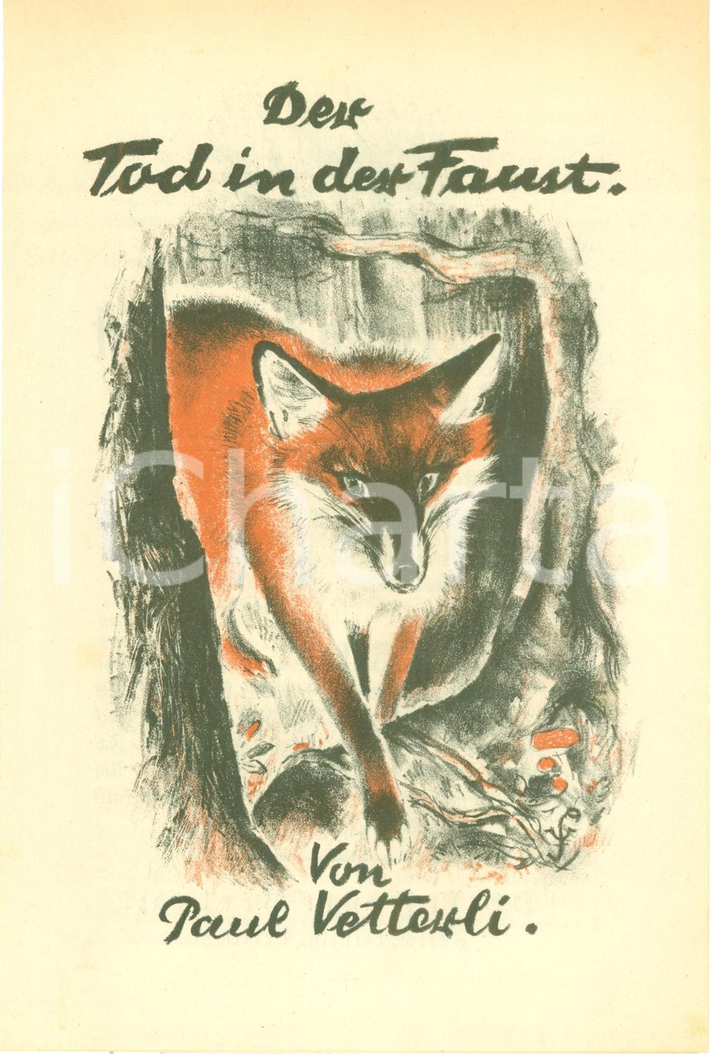 Materiale pubblicitario d’epoca 1931 Paul VETTERLI Der Tod in der FAUST *VOLANTINO editoriale ILLUSTRATO 1