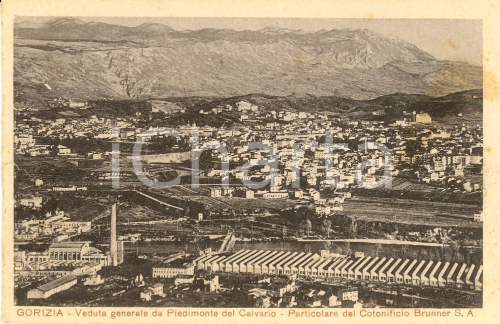 Cartolina originale da collezione 1929 GORIZIA Cotonificio BRUNNER da PIEDIMONTE del CALVARIO *Cartolina FP NV 1