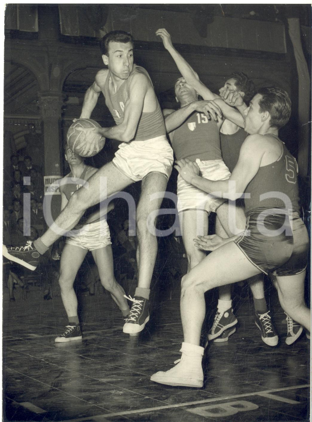 1954 BOLOGNA BASKET Amichevole ITALIA - SPAGNA 76-73 - Foto 13x18 cm