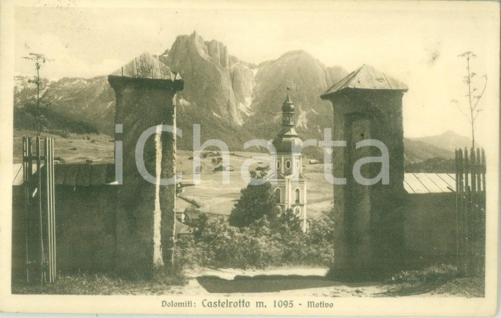 Cartolina originale da collezione 1937 CASTELROTTO BZ Scorcio con chiesa parrocchiale Cartolina FP VG 1