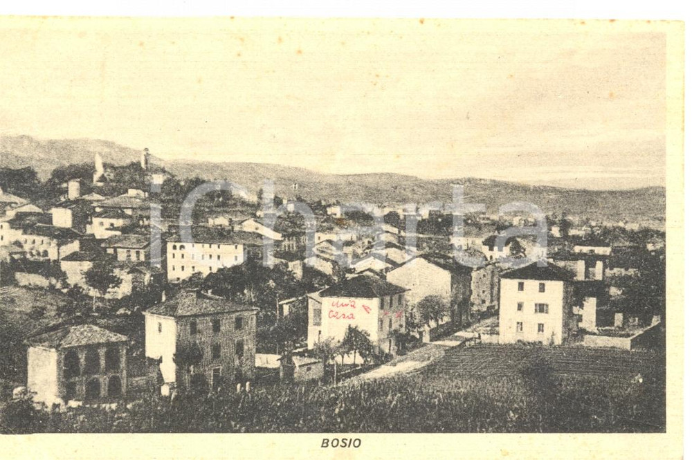 Cartolina originale da collezione 1936 BOSIO AL Veduta panoramica con ville Cartolina postale FP VG 1