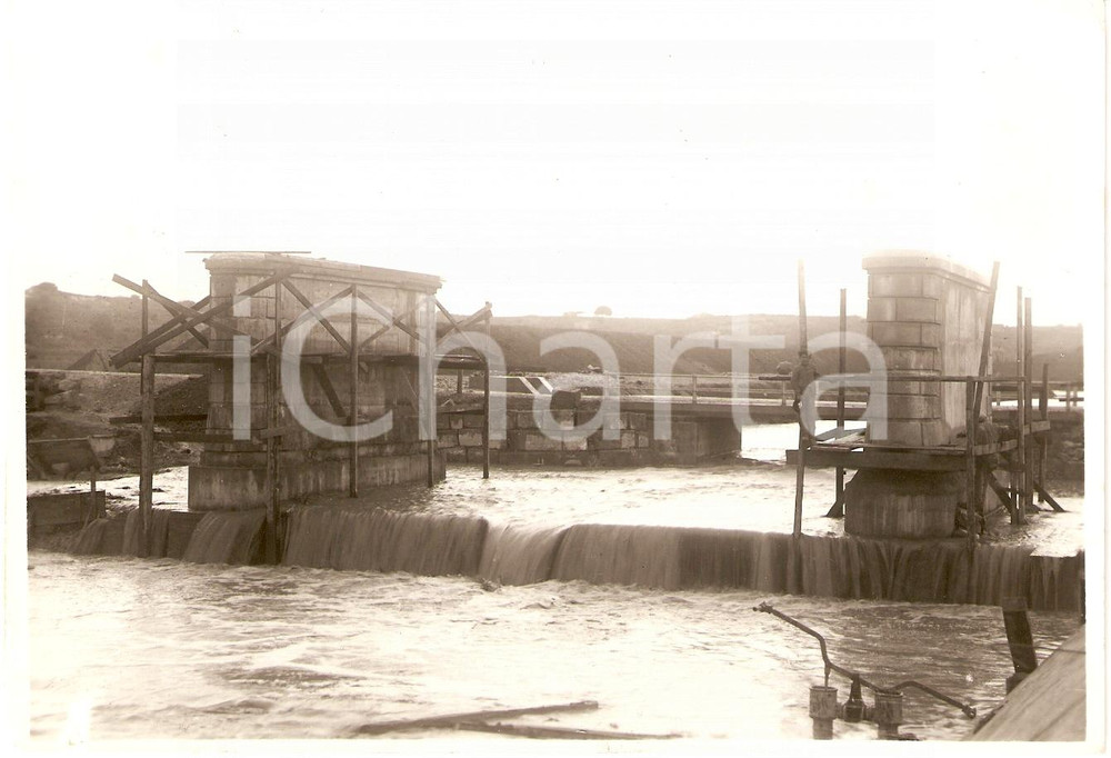 Fotografia d epoca originale 1935 TRAPANI Costruzione ponte su fiume DELIAARENA presso ZANO Fotografia 1