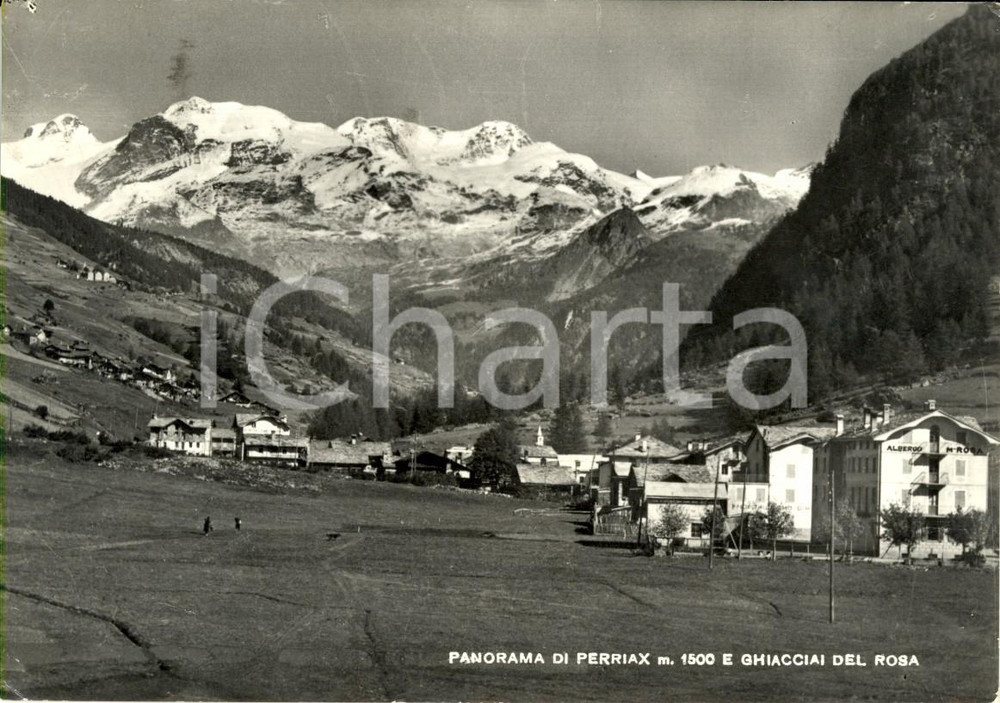 Cartolina originale da collezione 1961 AYAS (AO) Veduta frazione PERIASC con ghiacciai Monte ROSA *Cartolina VG 1