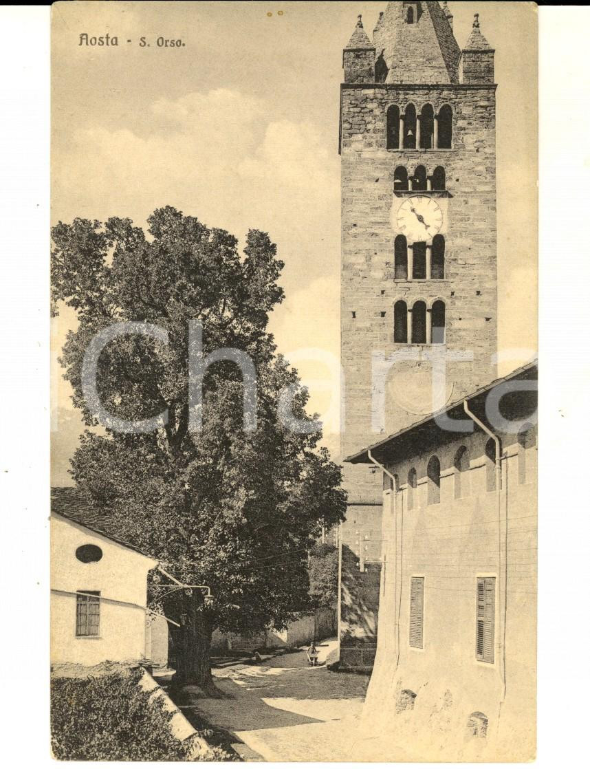 Cartolina originale da collezione 1900 ca AOSTA Veduta di SANT ORSO Cartolina postale VINTAGE FP NV 1
