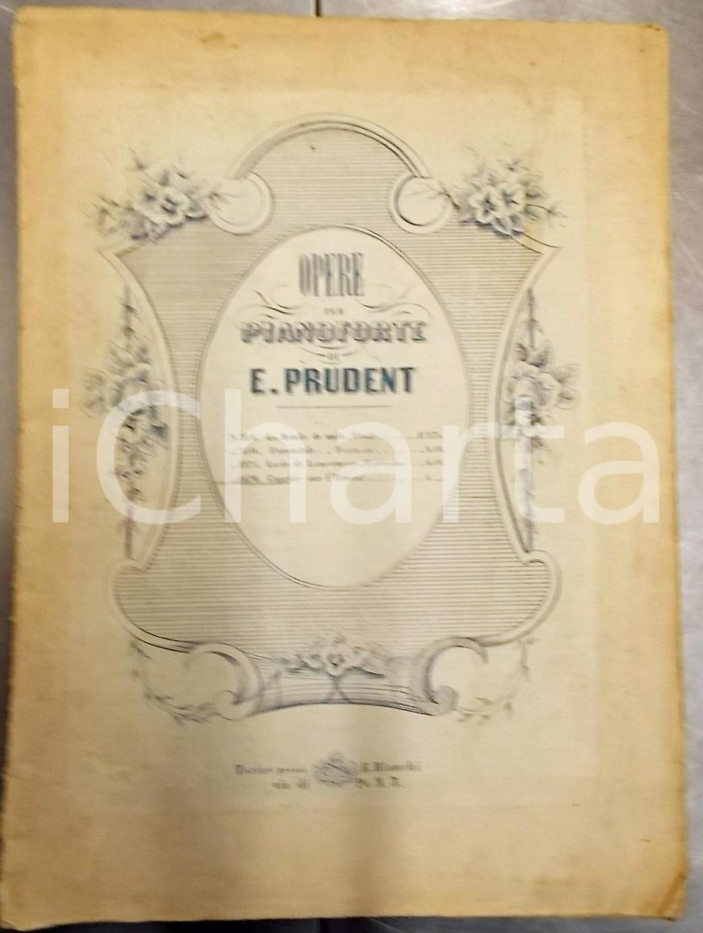 Oggetto da collezione cartaceo 1870 ca Emile PRUDENT Opere per pianoforte - Caprice sur l'Ernani *Ed. BLANCHI 1