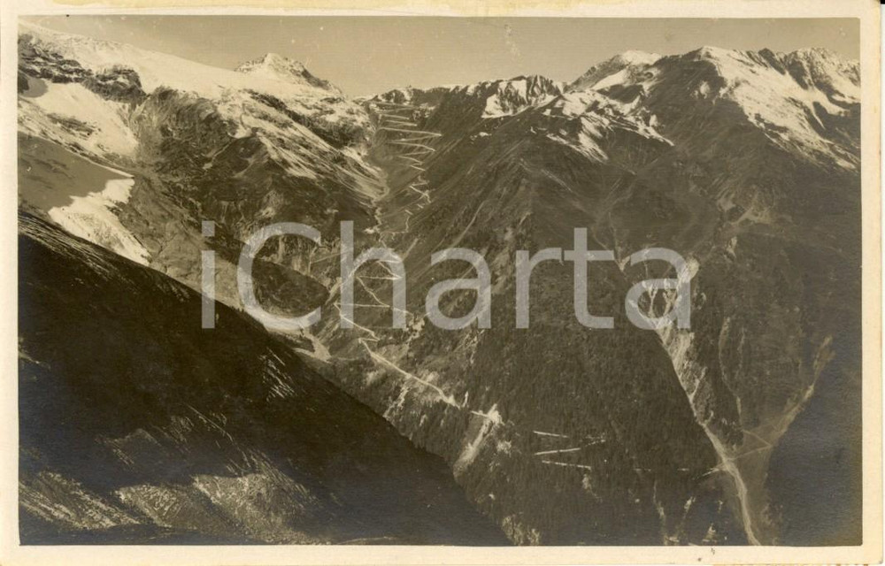 Cartolina originale da collezione 1928 STELVIO (BZ) Veduta Gruppo dell'ORTLES e strada per il passo *Cartolina VG 1