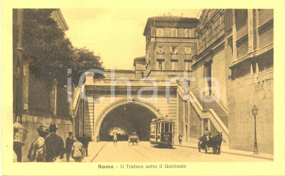 Cartolina originale da collezione 1930 ca ROMA Il traforo sotto QUIRINALE Tram *Cartolina postale ANIMATA FP NV 1
