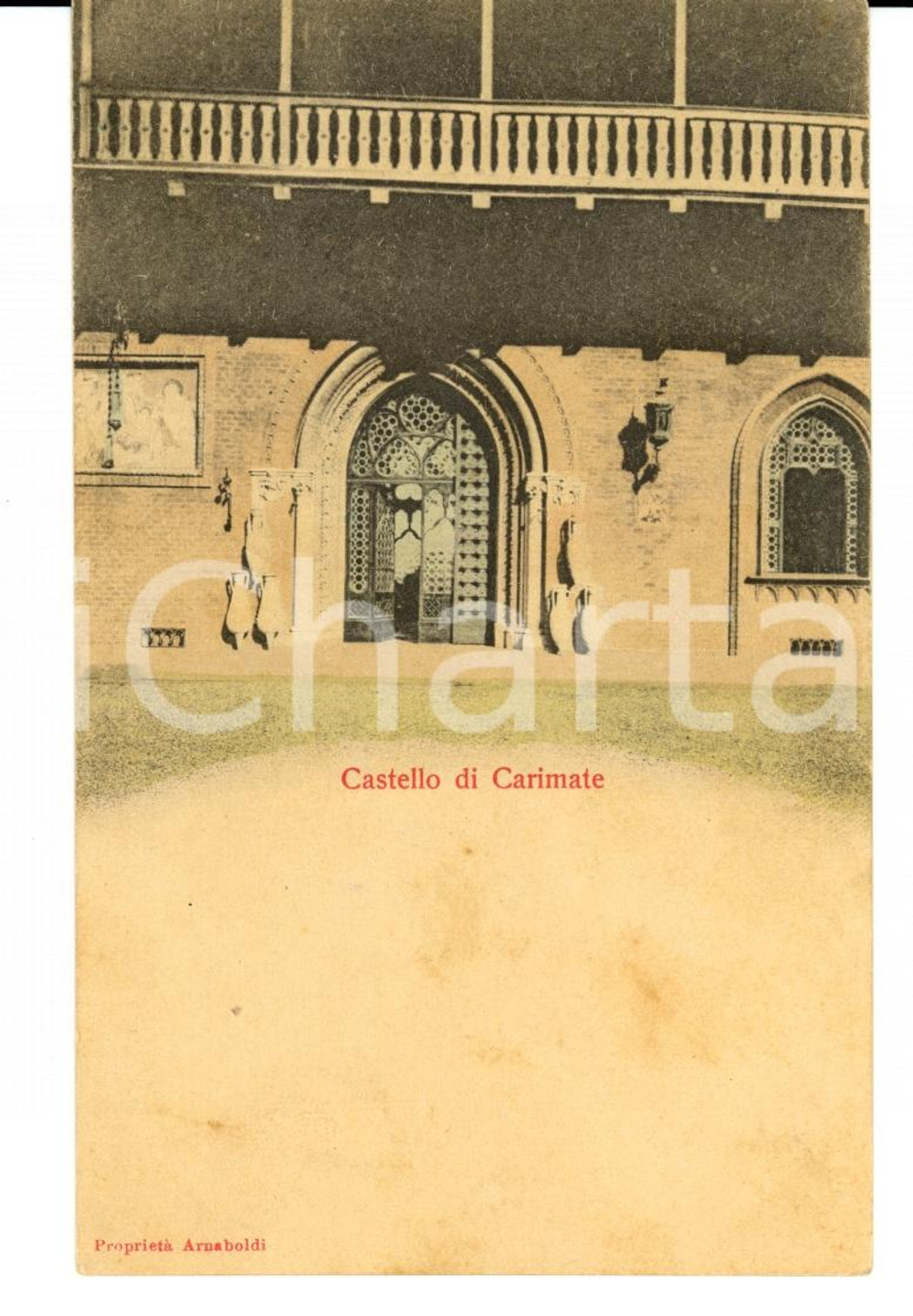 Cartolina originale da collezione 1900 CARIMATE (CO) Portale del castello Cartolina FP NV 1
