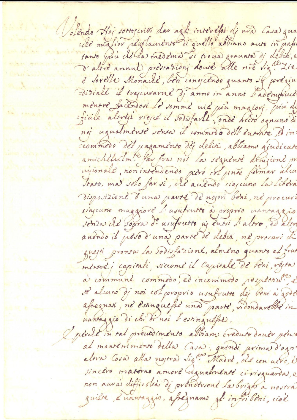 Documento originale, autentico 1729 PERUGIA Divisione amichevole dei beni tra Angelo e Cesare BARIGIANI 1