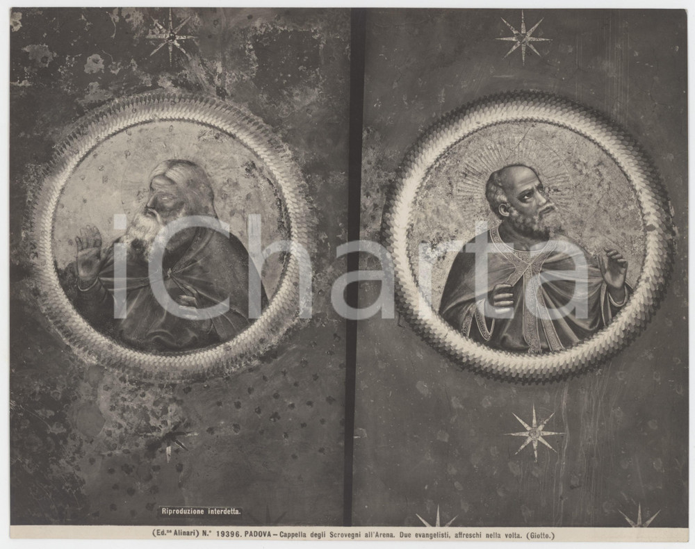 Fotografia d epoca originale 1910 ca PADOVA Cappella degli Scrovegni  Due evangelisti  Foto ALINARI 1