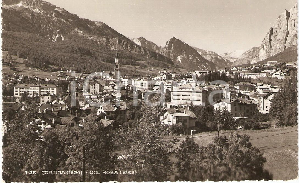 Cartolina originale da collezione 1950 ca CORTINA D AMPEZZO BL Veduta panoramica con COL ROSA  Cartolina FP NV 1