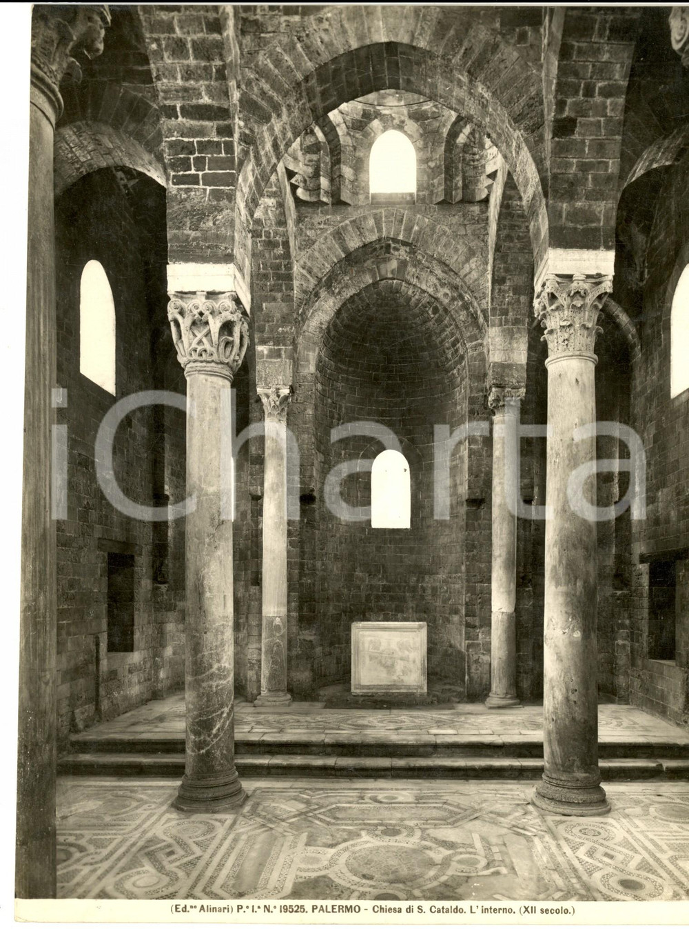 Fotografia d epoca originale 1930 ca PALERMO Chiesa di SAN CATALDO  Interno Foto ALINARI 19x25 cm 1