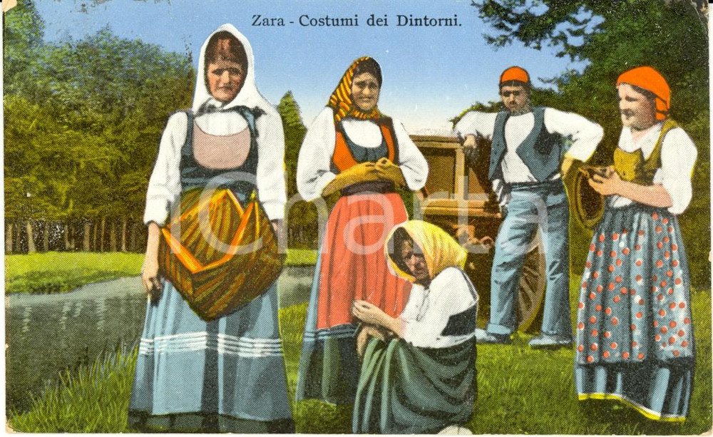 Cartolina originale da collezione 1934 ZARA / ZADAR (CROAZIA) Gruppo di persone in abiti tradizionali *FP VG 1