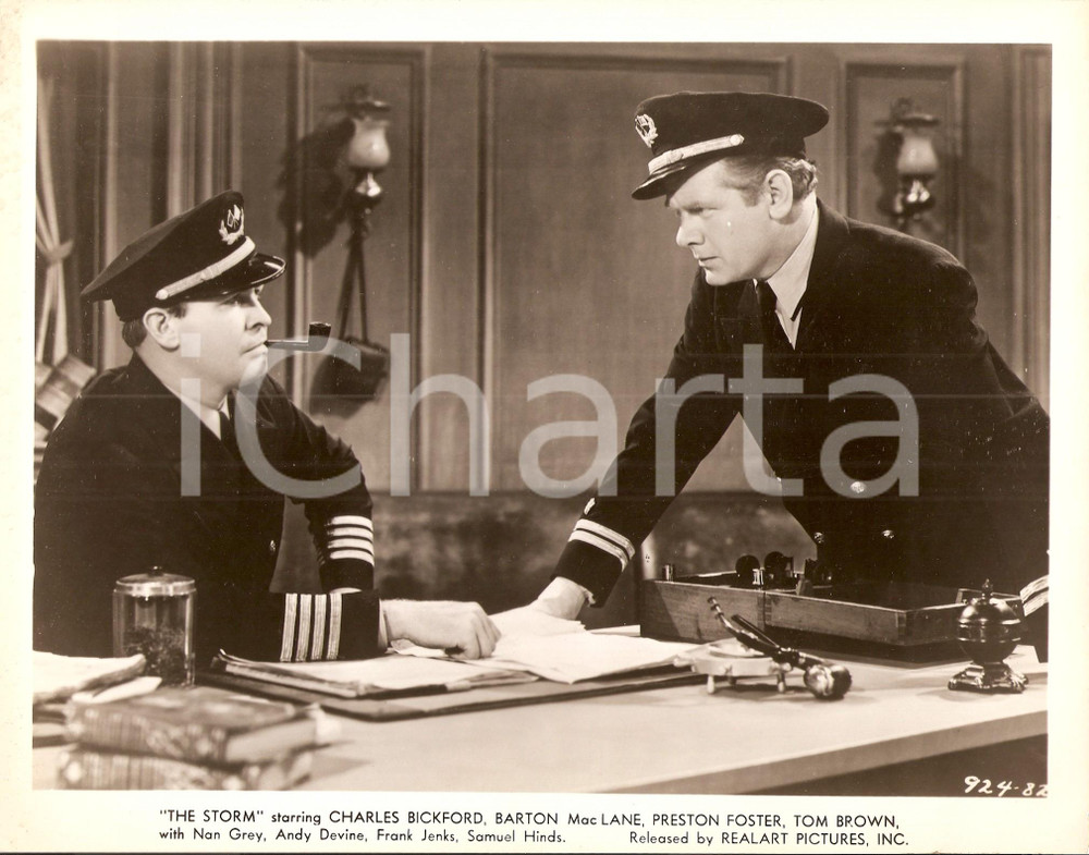 Fotografia d epoca originale 1938 THE STORM Burton MacLANE fuma pipa con Charles BICKFORD Foto di scena 1