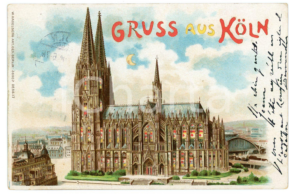 1904 KOLN  Hohe Domkirche Sankt Petrus - Carte postale lumineuse FP NV  Cartolina postale d'epoca, viaggiata.CONDIZIONI: FAIRFORMATO: FP    originale e autentica 1