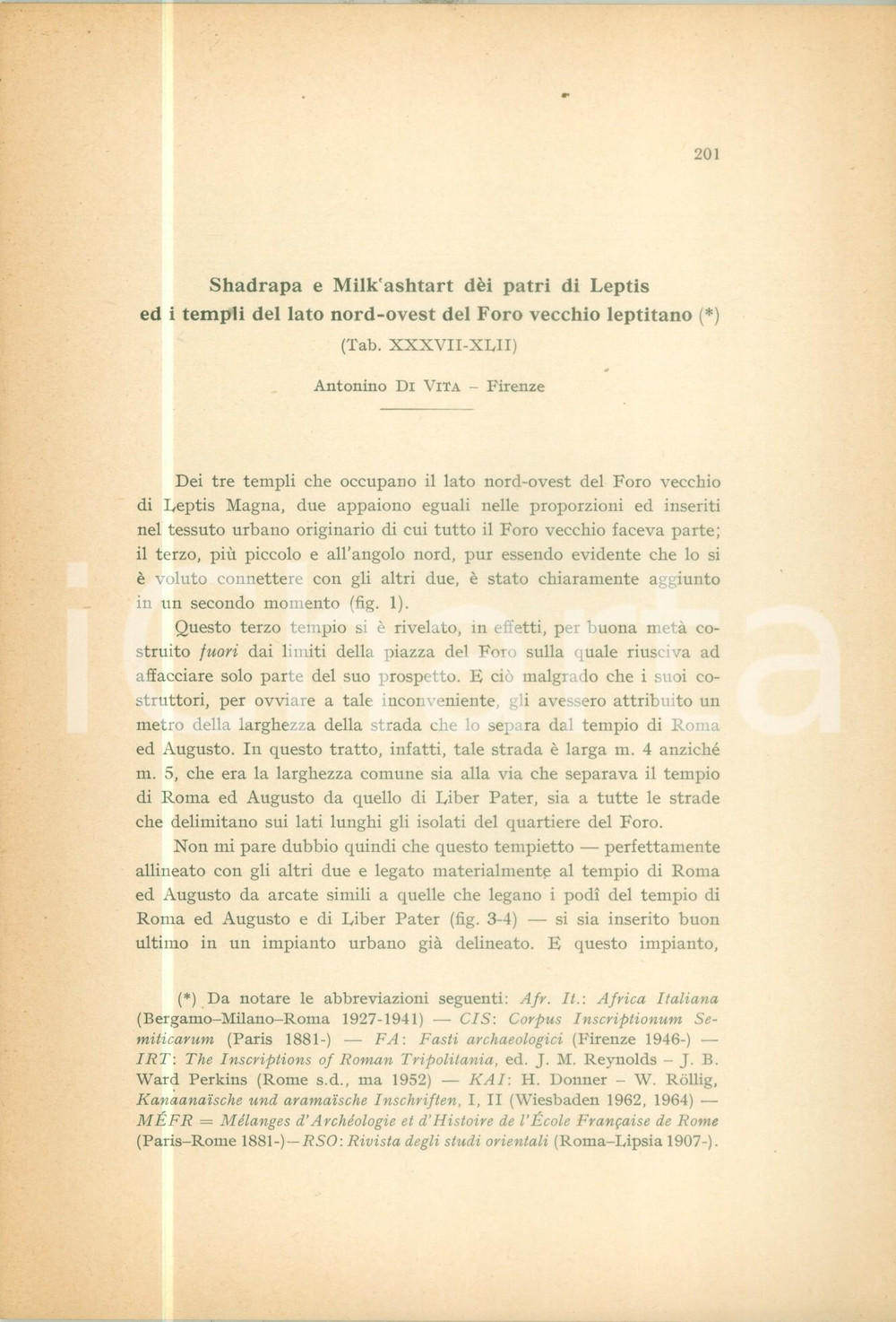 Libro, pubblicazione d epoca 1968 Antonino DI VITA Shadrapa e Milk ashtart dÃ¨i patri di LEPTIS Foto vecchio 1