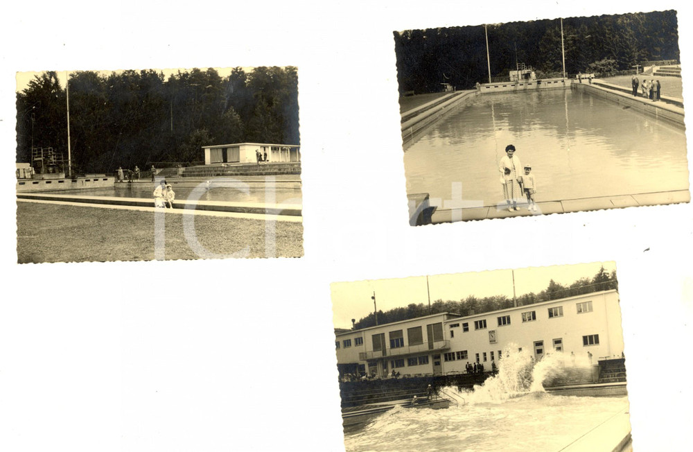 Fotografia d epoca originale 1950 ca ZURIGO CH Madre e figlio in piscina Lotto 3 foto VINTAGE 11x8 cm 1