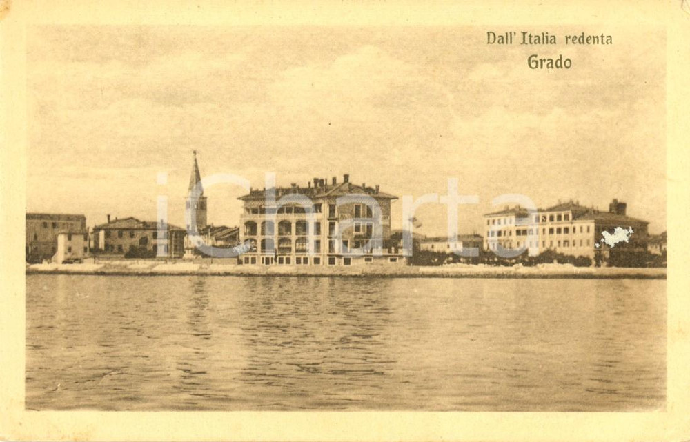 Cartolina originale da collezione 1920 ca GRADO GO NUOVA ITALIA REDENTA  Lungomare Cartolina DANNEGGIATA 1