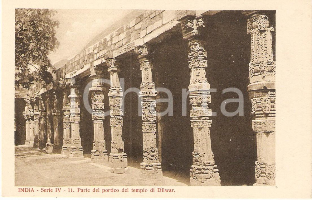 Cartolina originale da collezione 1935 ca MISSIONI ESTERE  MOUNT ABU INDIA Tempio di DILWAR Portico Cartolina 1