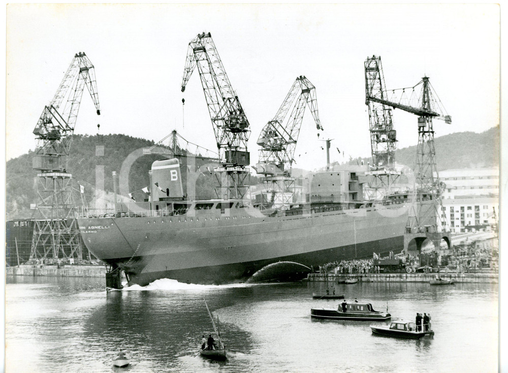 1955 LA SPEZIA Varo motonave GIOVANNI AGNELLI - Fotografia VINTAGE 24x18 cm