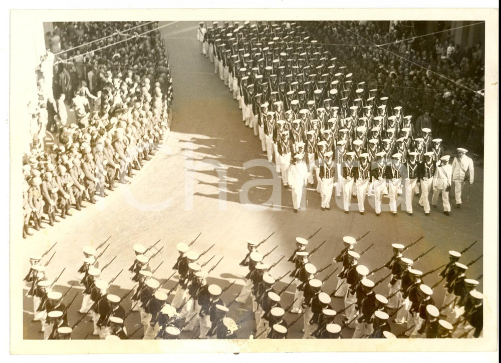 Fotografia d epoca originale 1939 LIVORNO Parata militare ai funerali di Costanzo CIANO Foto 18x13 cm 1