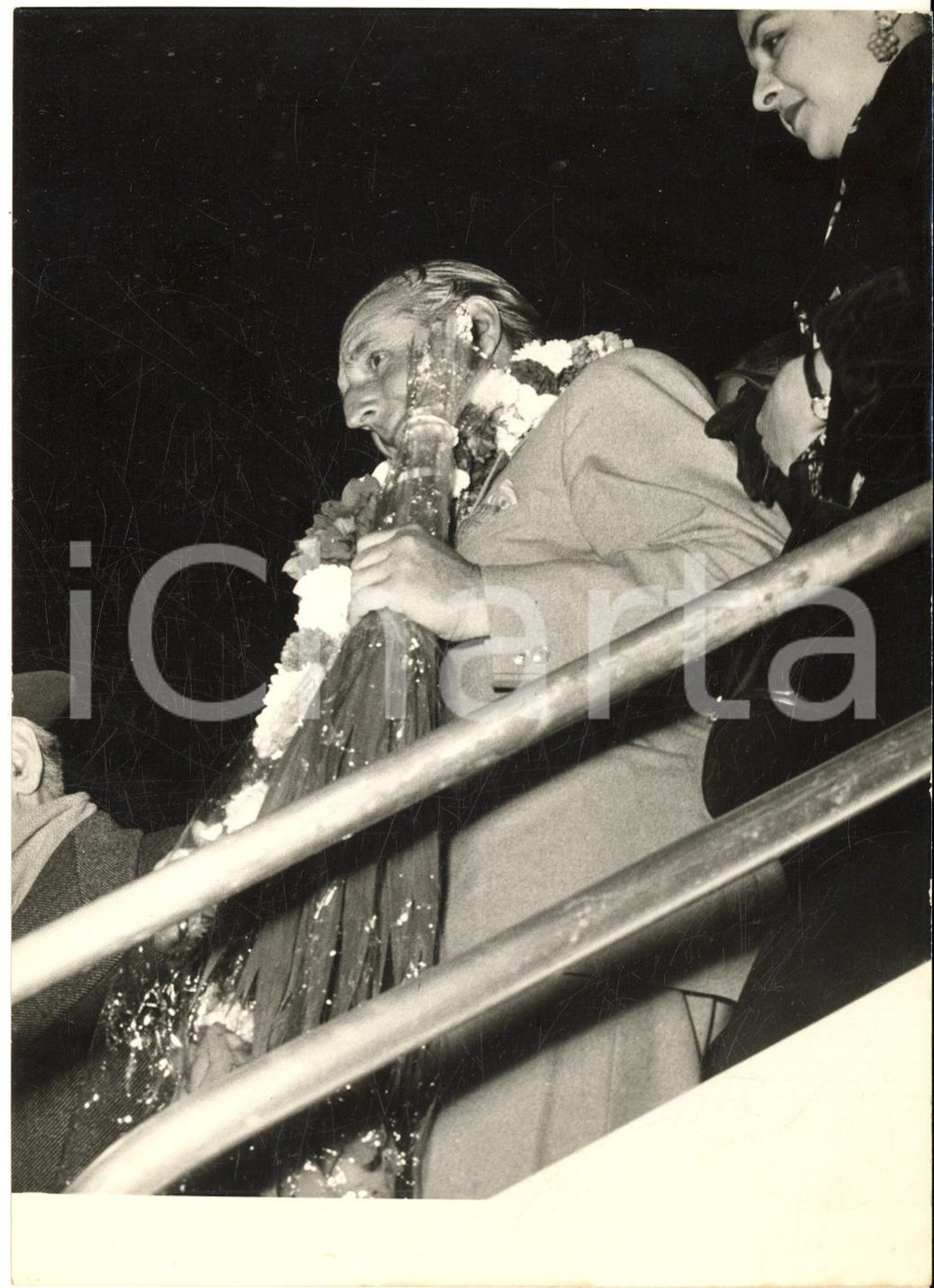 1954 ROMA CIAMPINO Ritorno prof. Ardito DESIO dalla scalata del K2 *Foto 13x18