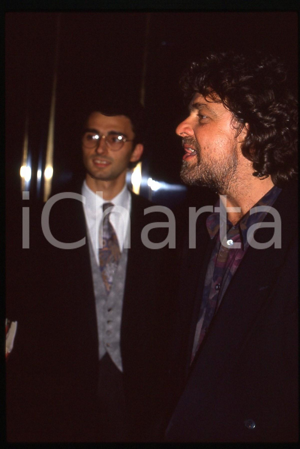 35mm vintage slide* 1985 ca TELEVISIONE Beppe GRILLO ritratto del comico (1)