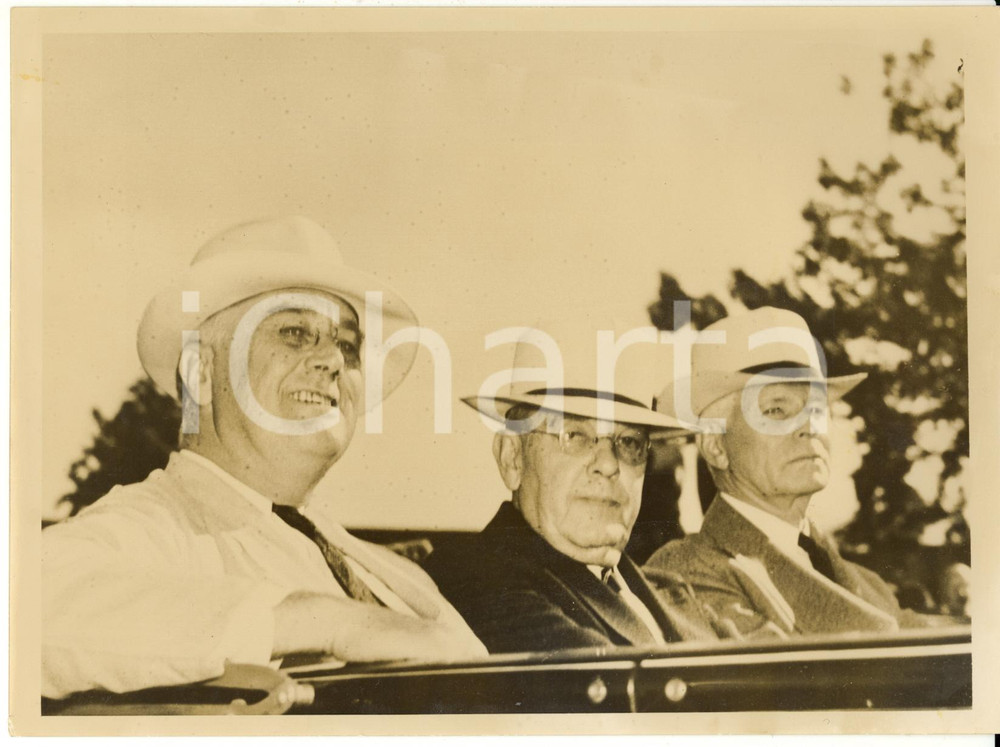 Fotografia d epoca originale 1938 OKLAHOMA CITY Franklin ROOSEVELT and Elmer THOMAS on his crosscountry tour 1