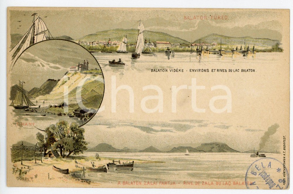 1900 ca HUNGARY Lake Balaton - Shore of ZALA - ILLUSTRATED Postcard FP NV  Cartolina postale d'epoca, viaggiata. FAIR/discreto Lievi smussature agli angoli Formato: FP originale e autentica 1