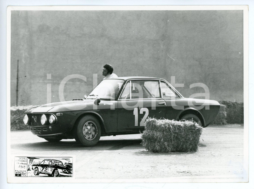 Fotografia d epoca originale 1969 CREMONA Rally del TORRAZZO Lancia Fulvia CoupÃ© slalom Foto 1