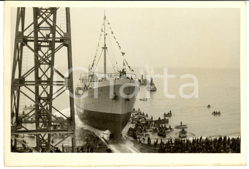 Fotografia d epoca originale 1940 SESTRI LEVANTE GE Varo motonave GENEPESCA I a RIVA TRIGOSO Foto 1