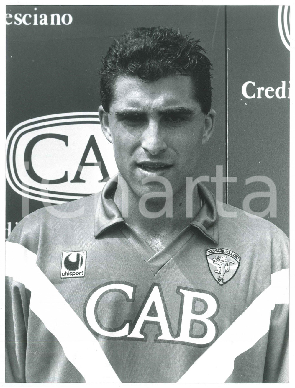 Fotografia d epoca originale 1992 BRESCIA CALCIO Gianpaolo SAURINI Ritratto del calciatore  Foto 18x23 cm 1