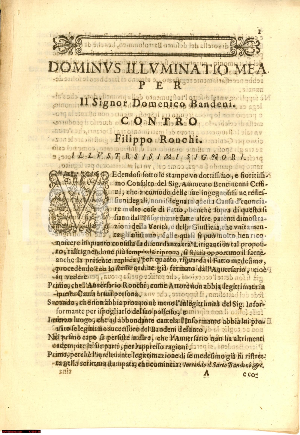Documento originale, autentico 1685 AREZZO Pretese Filippo RONCHI nipote illegittimo 1